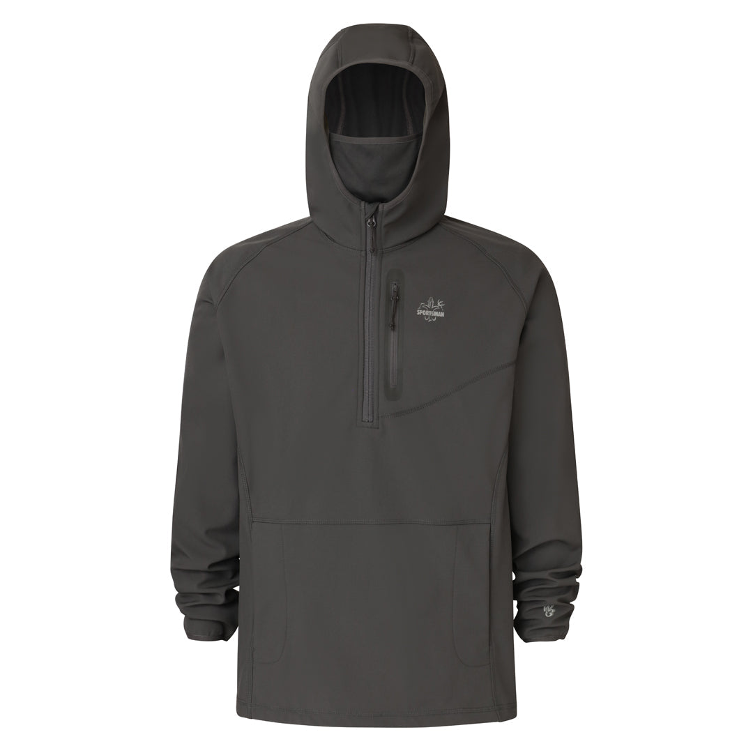 W3 Outbound Full Zip Hoodie: Mid weight Windproof Fishing Hoodie with Face  Mask Half Zip