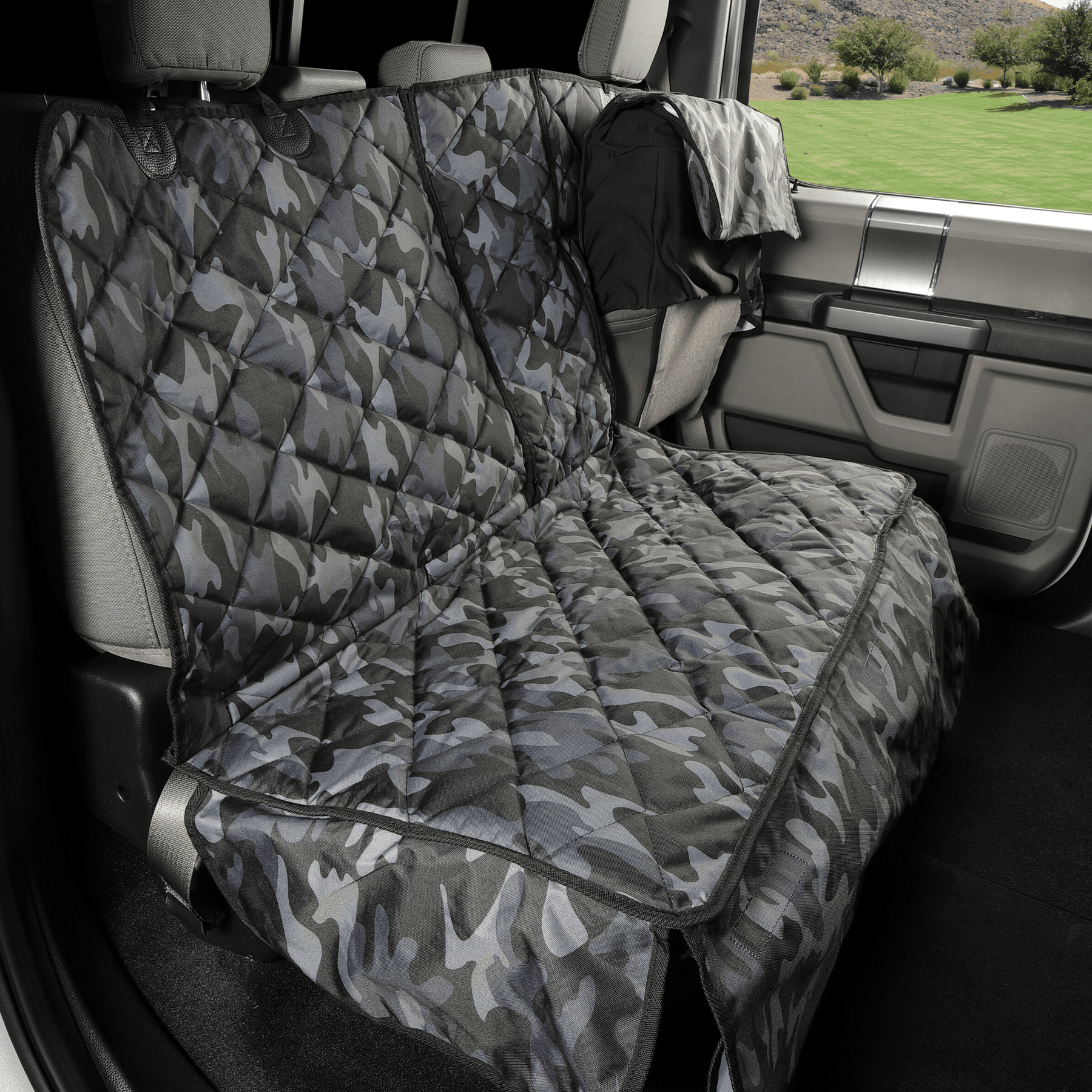 4Knines Split Rear Seat Cover with Hammock, Black, Regular