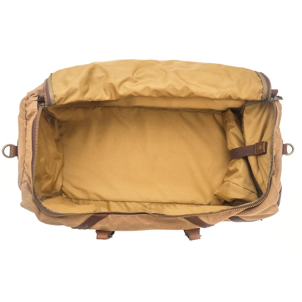 Mission Mercantile Leather Goods | Campaign Waxed Canvas Medium Duffel Bag, Smoke / Brown